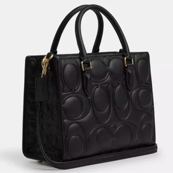 Coach Maggie Small Tote Bag In Signature Leather CY670 Black NWT - Picture 2 of 15